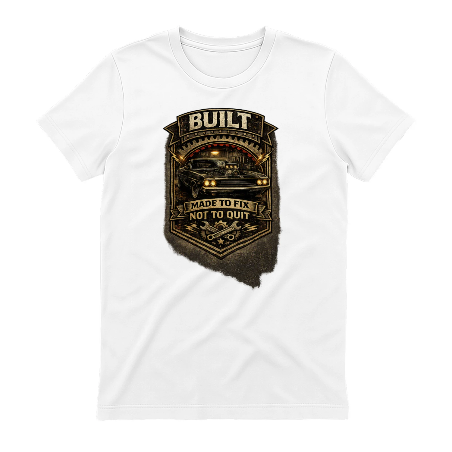 Built To Fix Not To Quit T-Shirt | Vintage Muscle Car Mechanic Tee | Garage Life Shirt