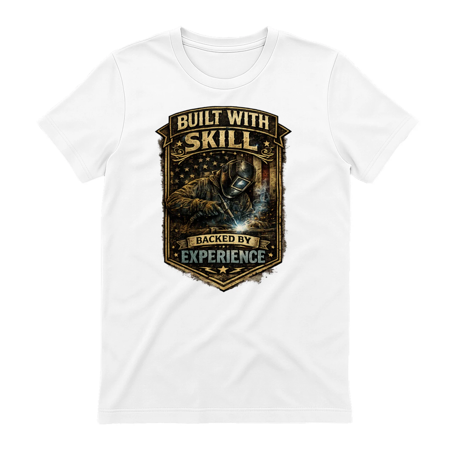 Built With Skill Backed By Experience T-Shirt | Vintage Mechanic Workshop Tee