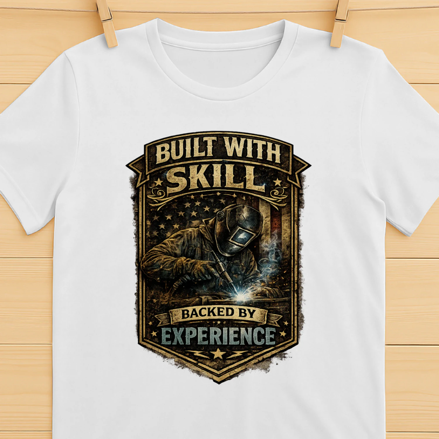 Built With Skill Backed By Experience T-Shirt | Vintage Mechanic Workshop Tee