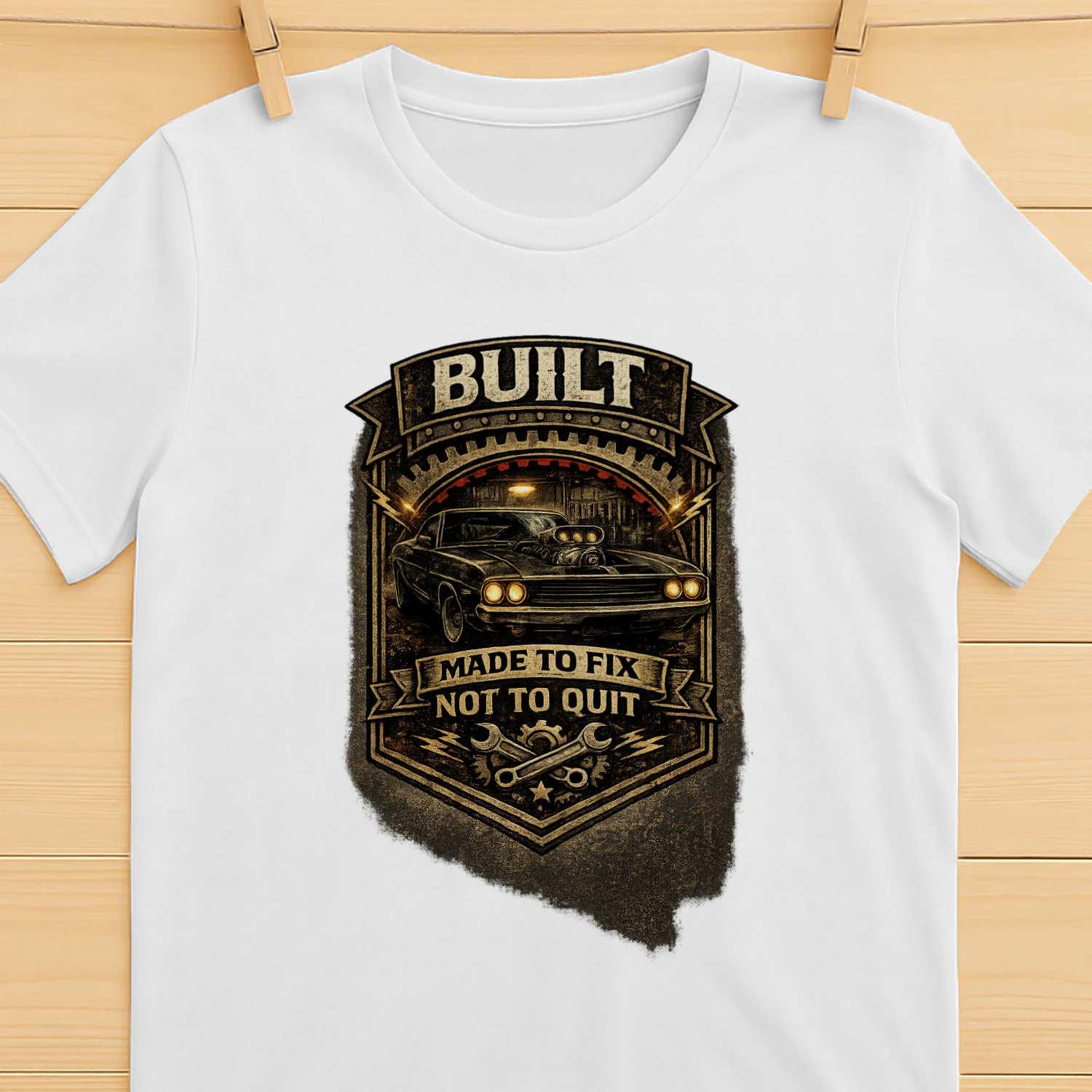 Built To Fix Not To Quit T-Shirt | Vintage Muscle Car Mechanic Tee | Garage Life Shirt