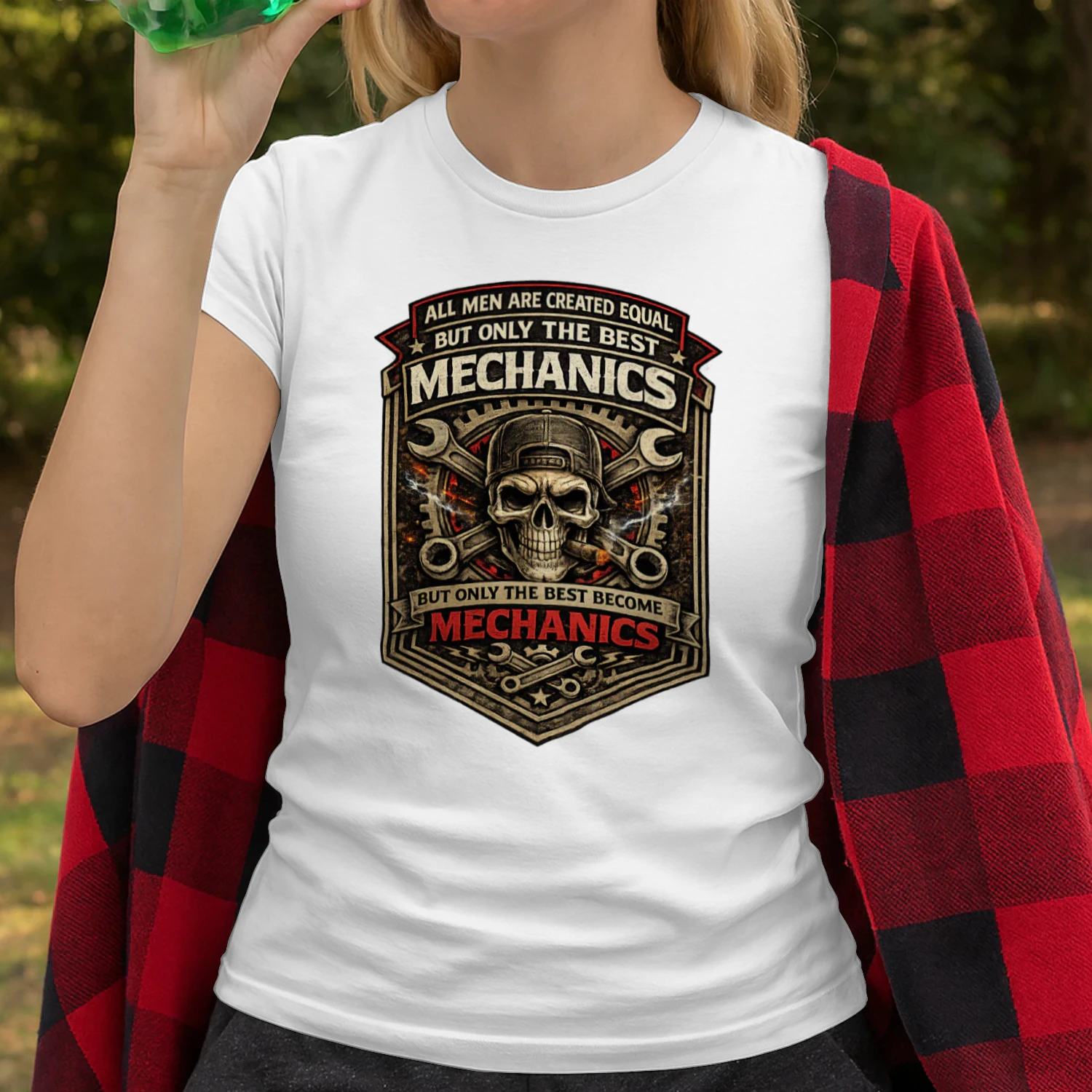 All Men Are Created Equal But Only The Best Become Mechanics T-Shirt | Vintage Skull Mechanic Tee