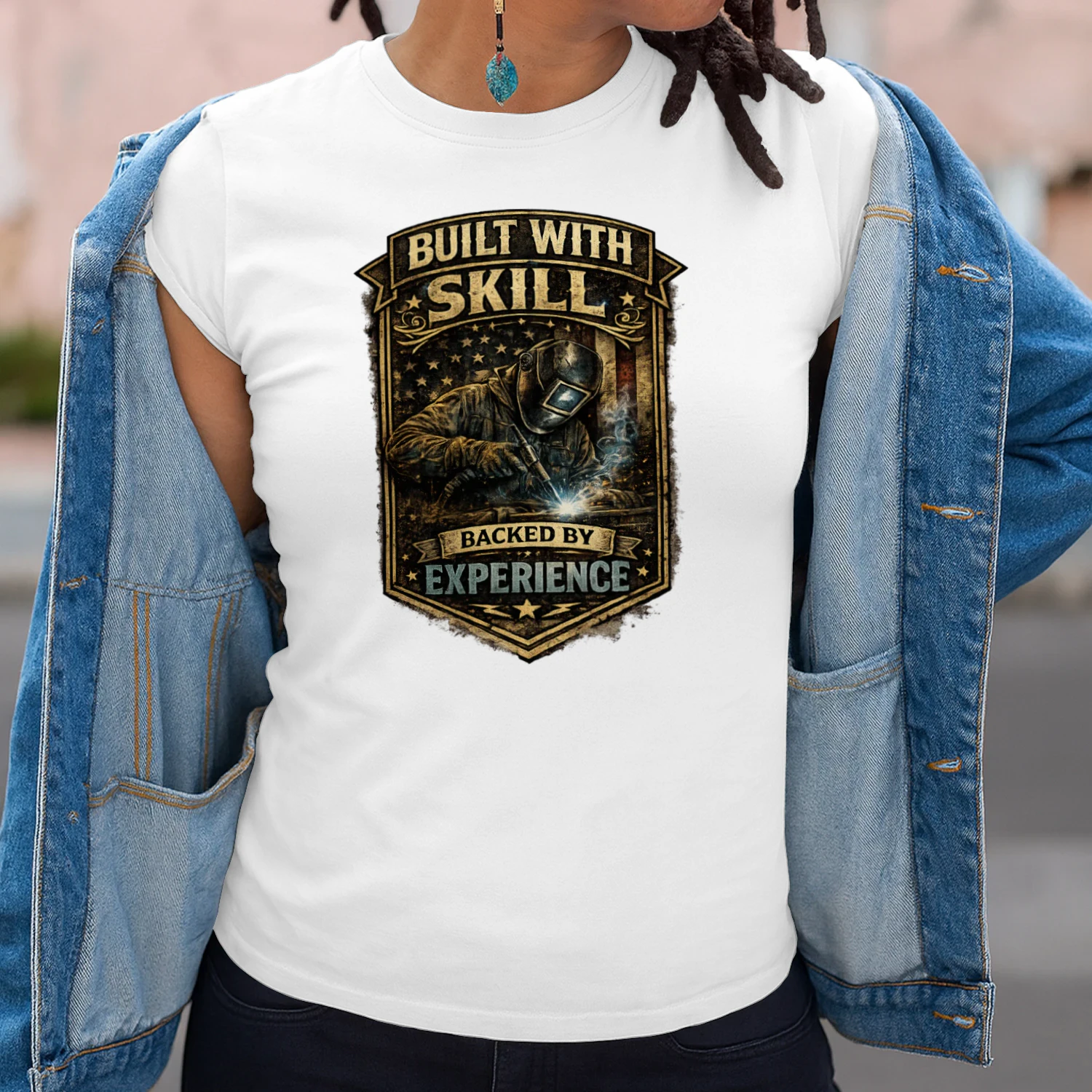 Built With Skill Backed By Experience T-Shirt | Vintage Mechanic Workshop Tee