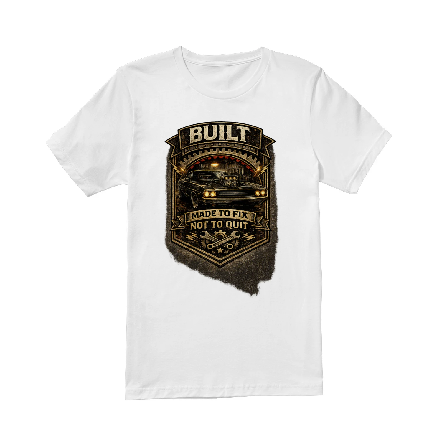 Built To Fix Not To Quit T-Shirt | Vintage Muscle Car Mechanic Tee | Garage Life Shirt