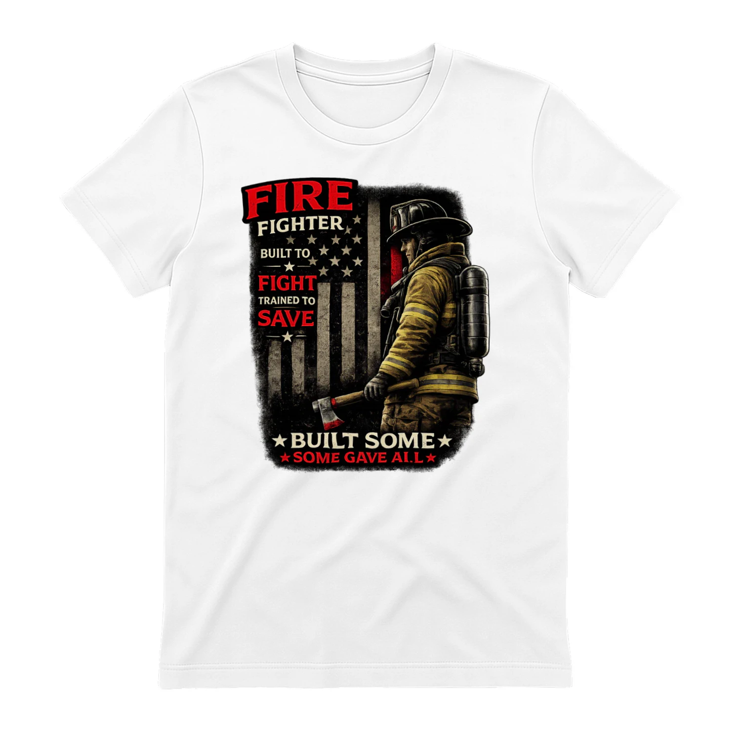 Firefighter T-Shirt | Built To Fight Trained To Save | Firefighter Pride Tee