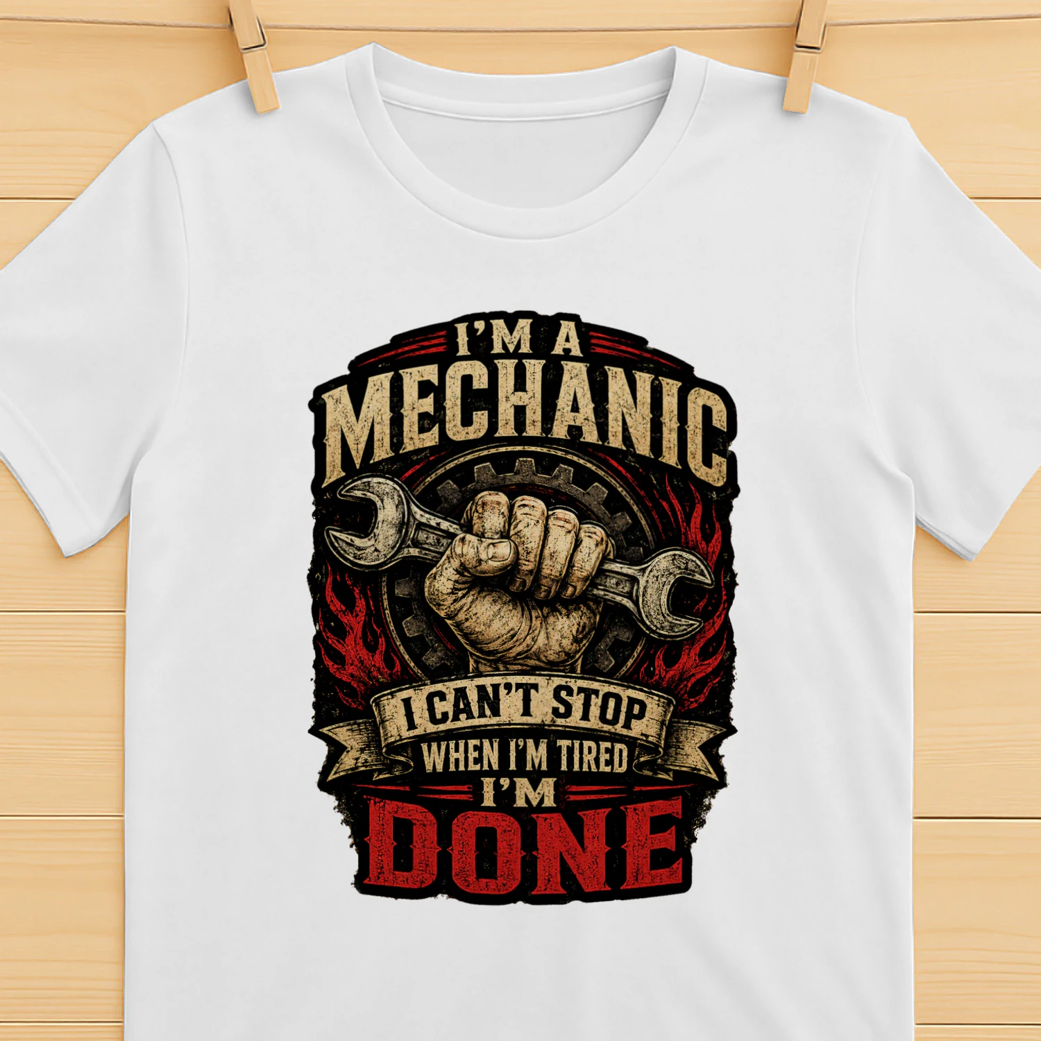 I'm A Mechanic I Can't Stop When I'm Tired I'm Done T-Shirt | Vintage Wrench Mechanic Tee