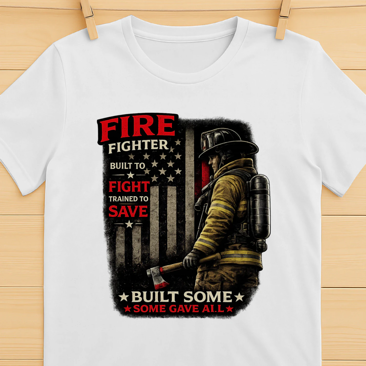 Firefighter T-Shirt | Built To Fight Trained To Save | Firefighter Pride Tee