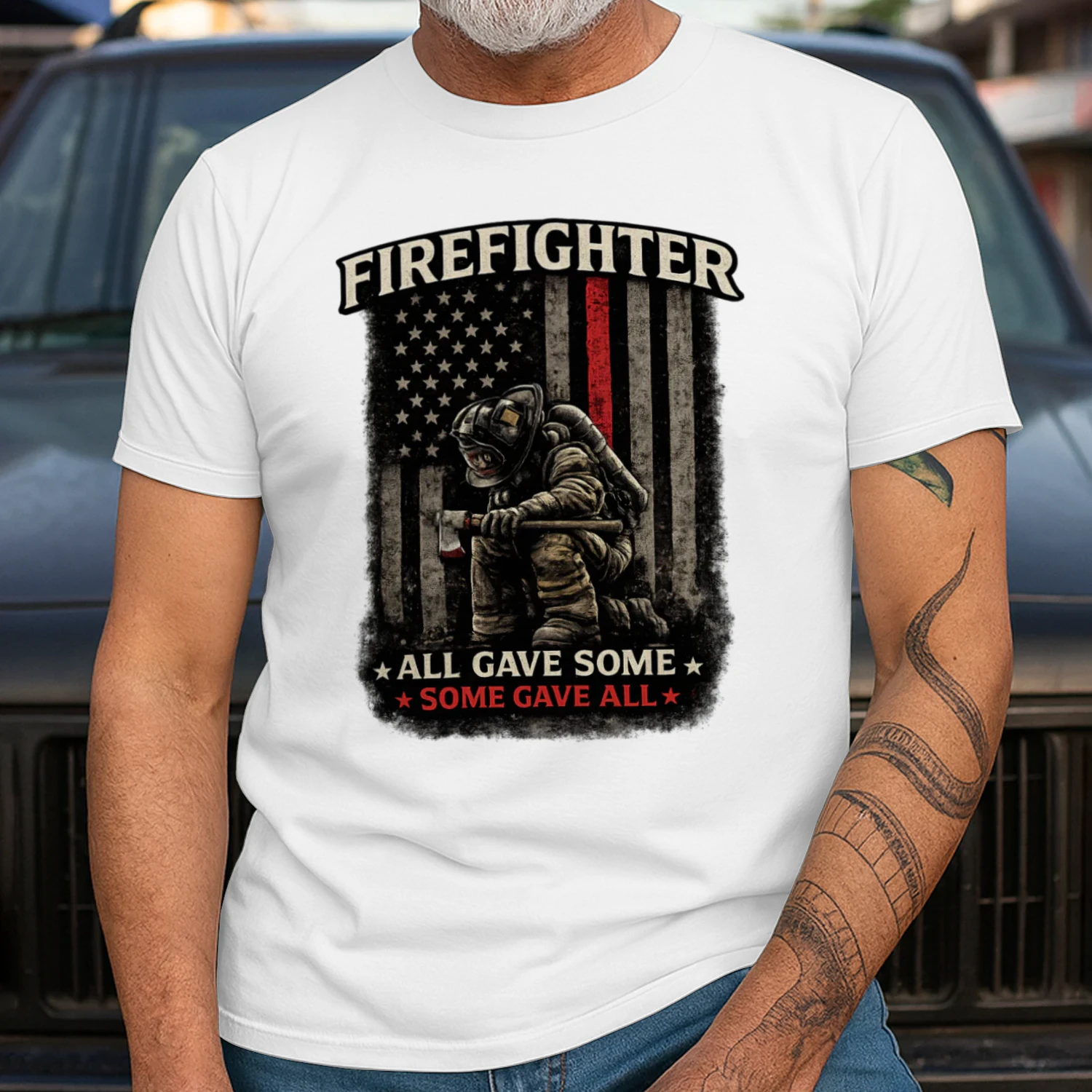 Firefighter T-Shirt | All Gave Some Some Gave All | Patriotic Firefighter Tee