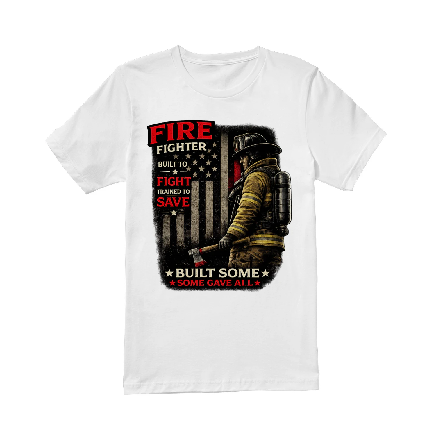 Firefighter T-Shirt | Built To Fight Trained To Save | Firefighter Pride Tee