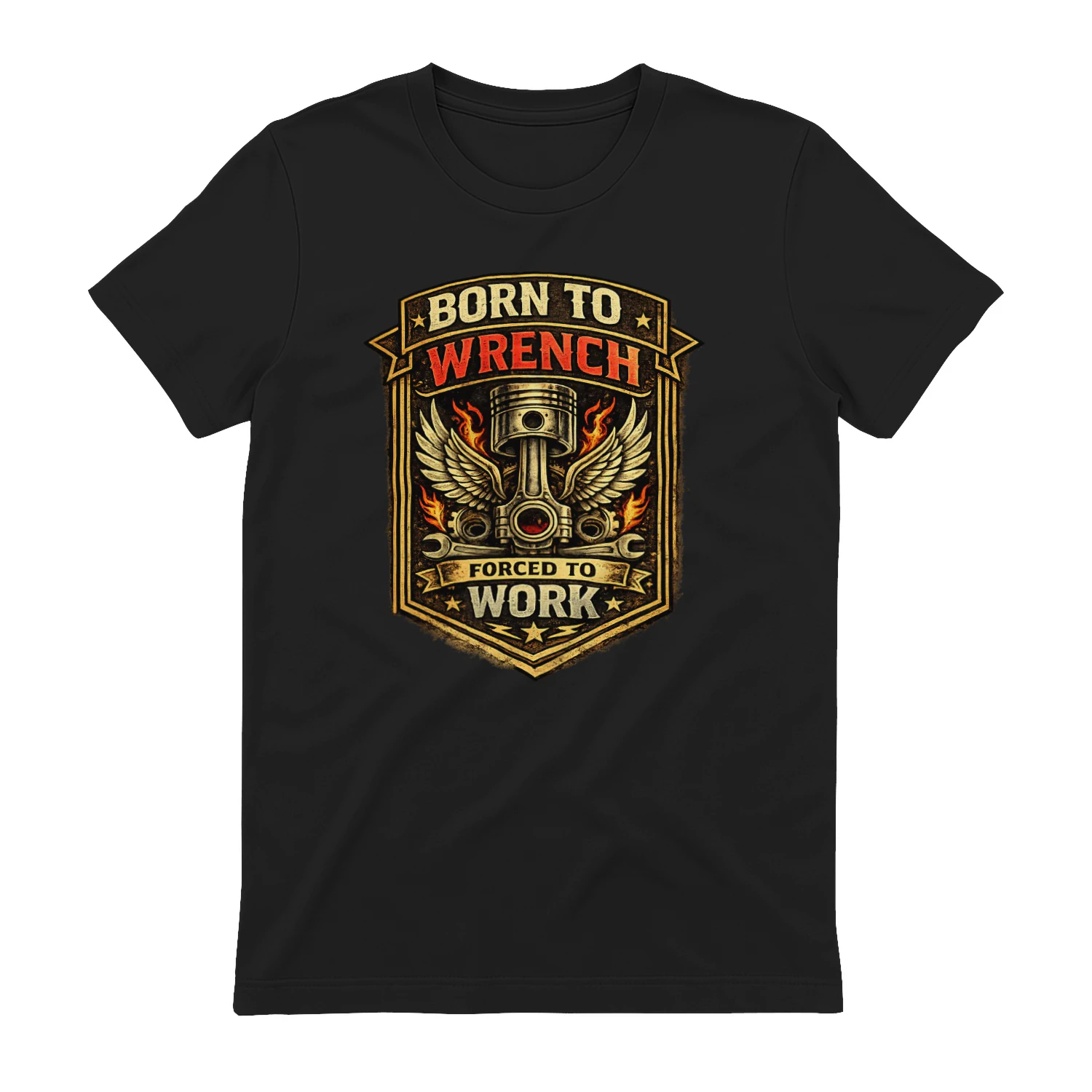 Born To Wrench Forced To Work T-Shirt | Vintage Mechanic Piston Tee | Garage Life Shirt