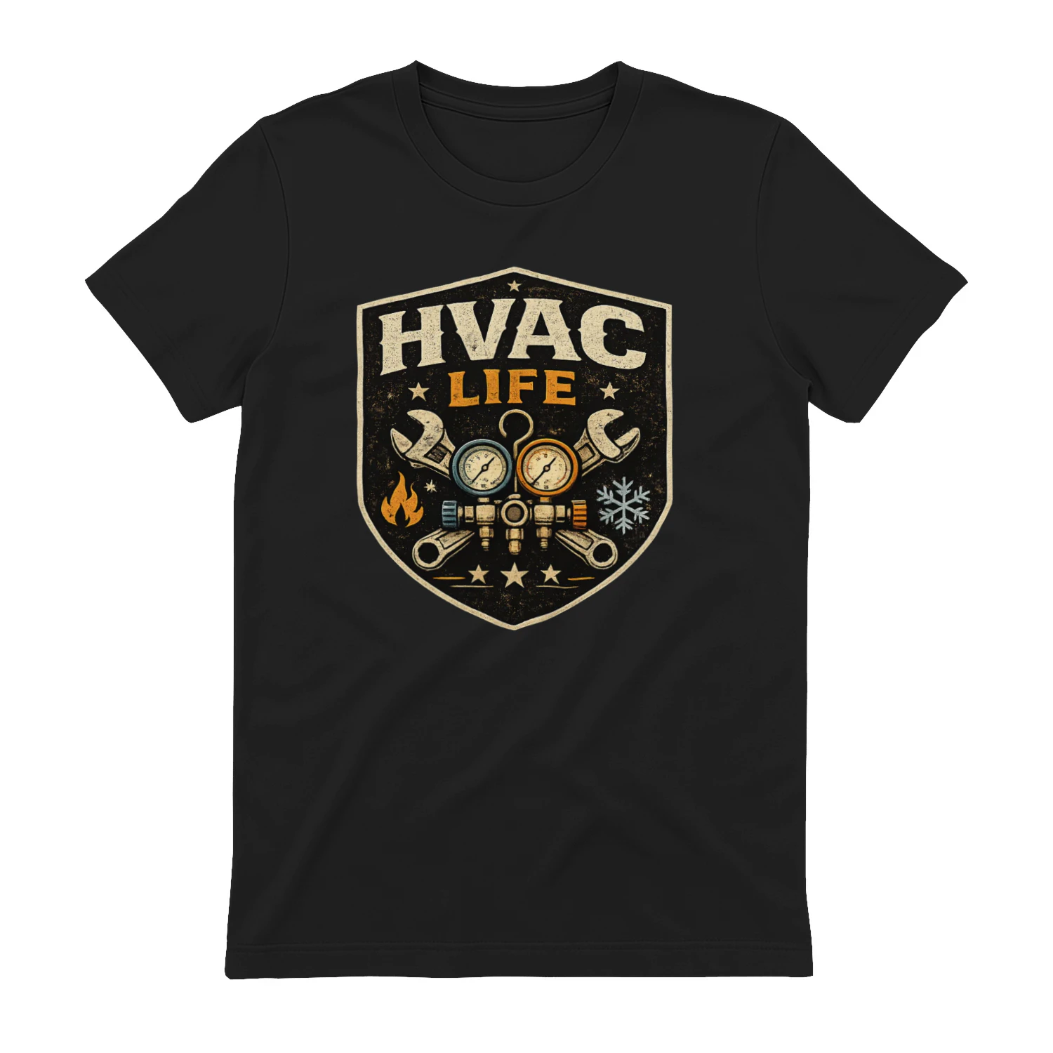 HVAC Life T-Shirt | HVAC Technician Shield | Heating & Cooling Mechanic Tee