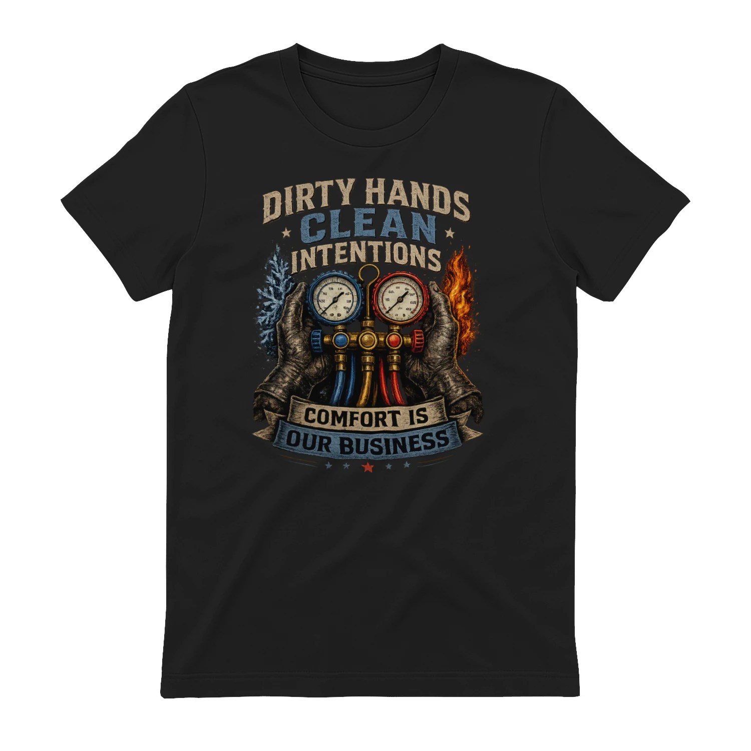 Dirty Hands Clean Intentions T-Shirt | Comfort Is Our Business | Vintage HVAC Technician Tee