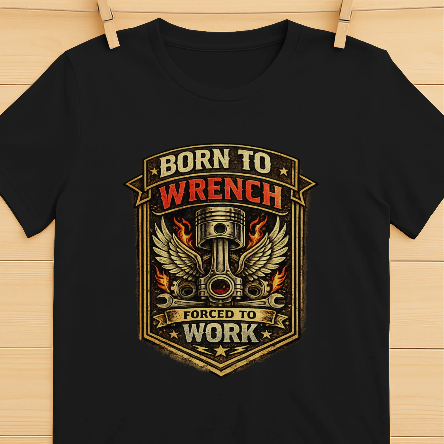 Born To Wrench Forced To Work T-Shirt | Vintage Mechanic Piston Tee | Garage Life Shirt