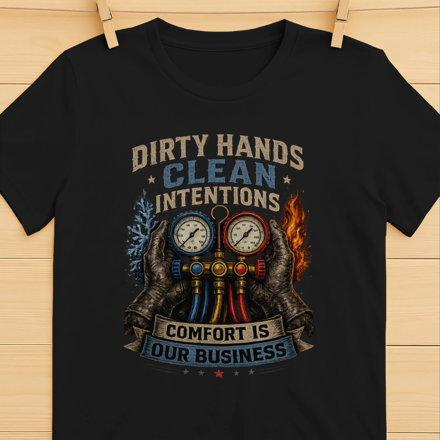 Dirty Hands Clean Intentions T-Shirt | Comfort Is Our Business | Vintage HVAC Technician Tee