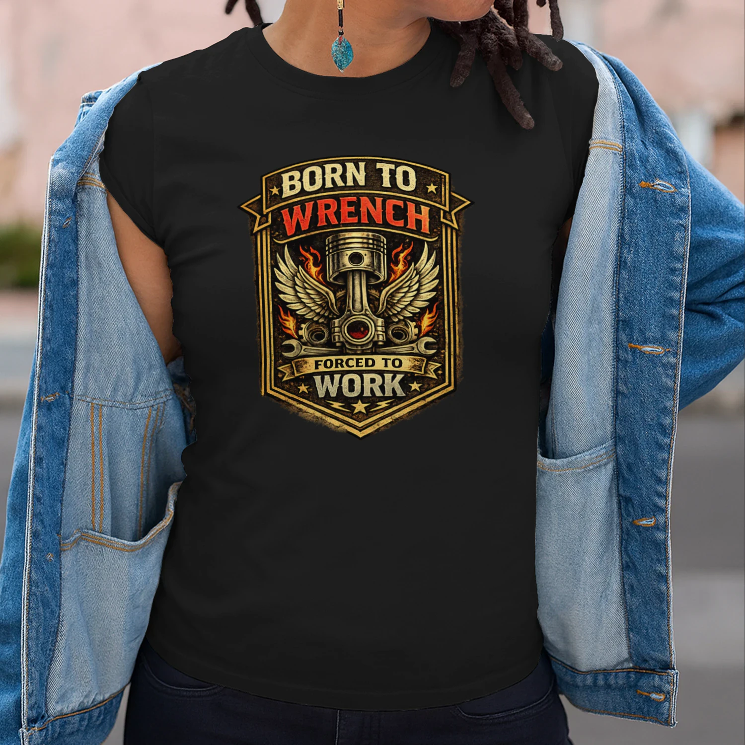 Born To Wrench Forced To Work T-Shirt | Vintage Mechanic Piston Tee | Garage Life Shirt