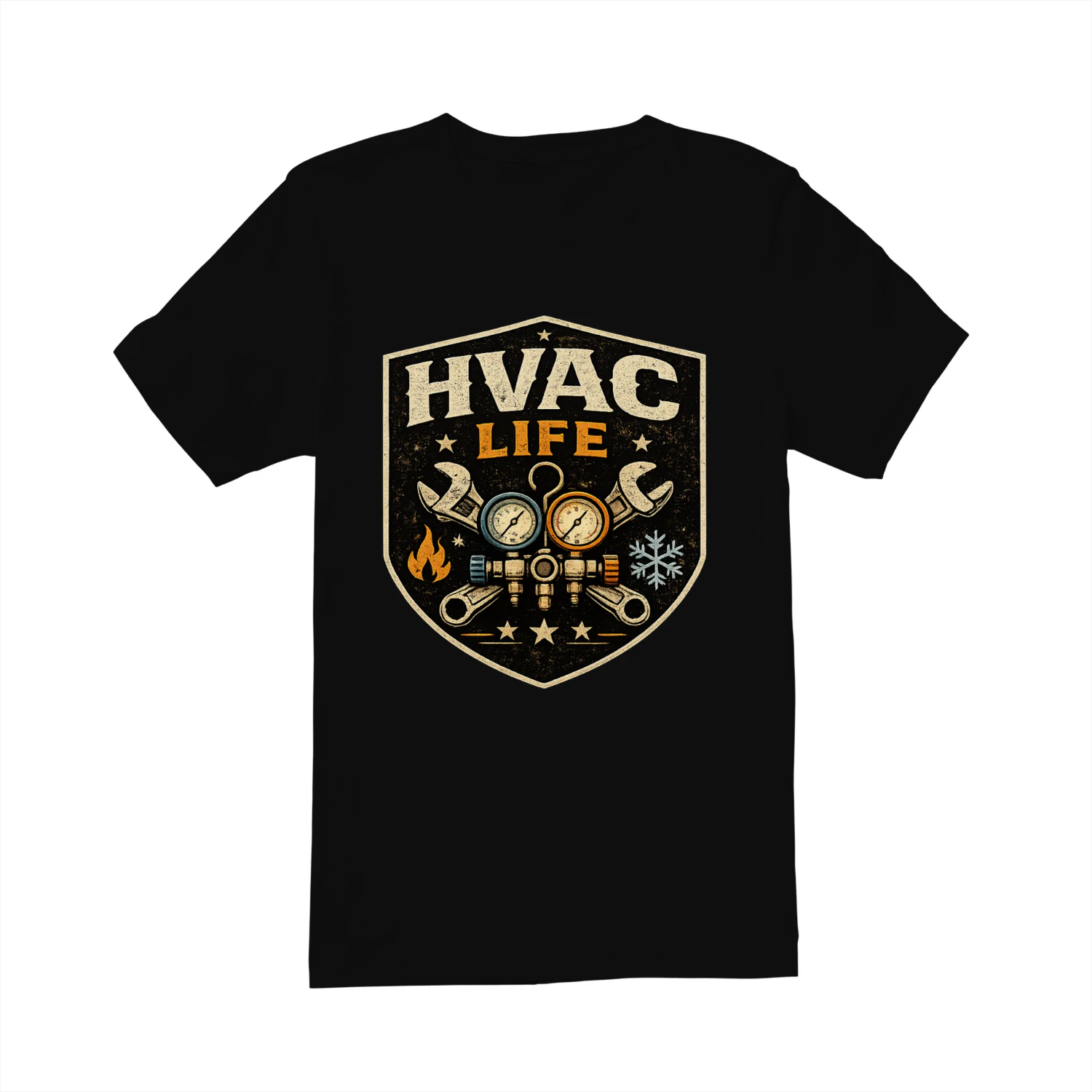 HVAC Life T-Shirt | HVAC Technician Shield | Heating & Cooling Mechanic Tee