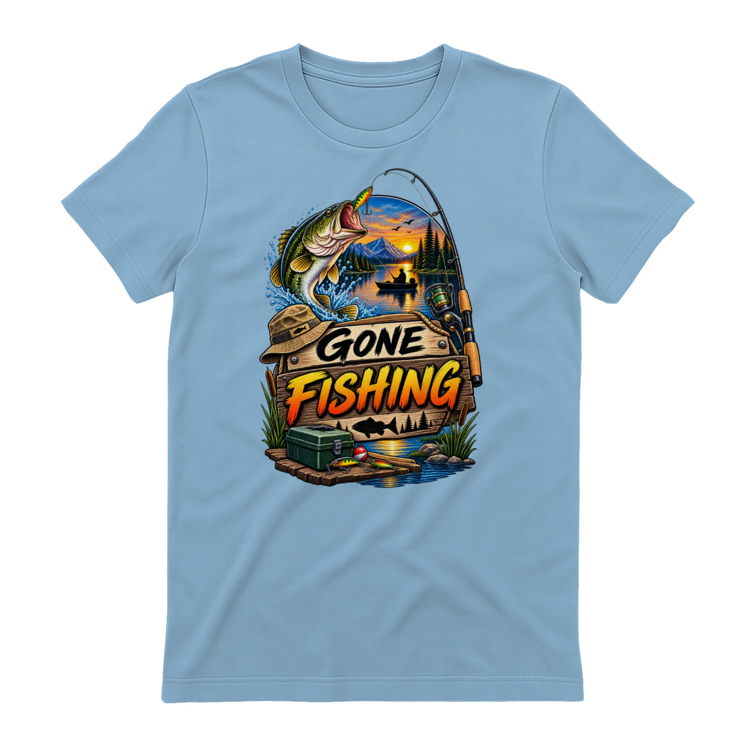 Gone Fishing T-Shirt | Bass Fishing | Lake & Fisherman Outdoor Tee