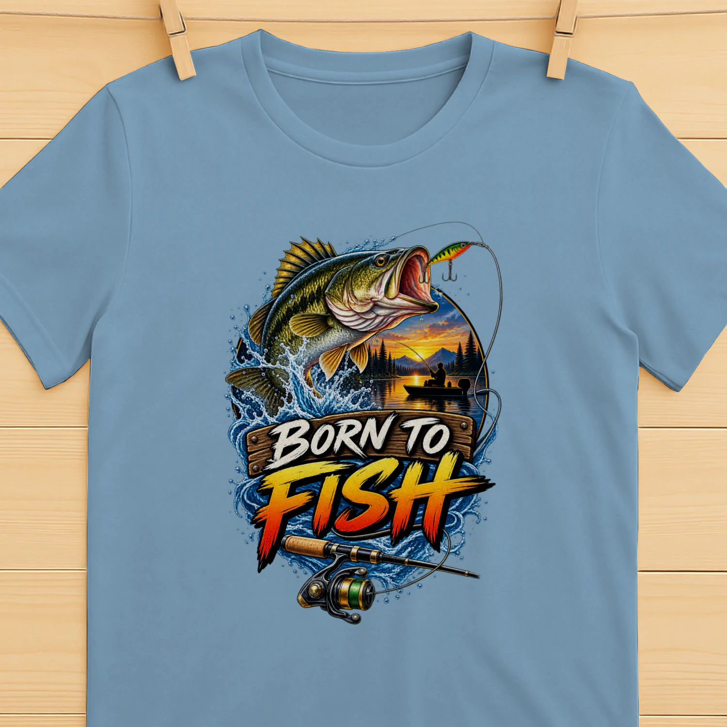 Born to Fish T-Shirt | Bass Fishing | Fisherman & Angler Fishing Tee