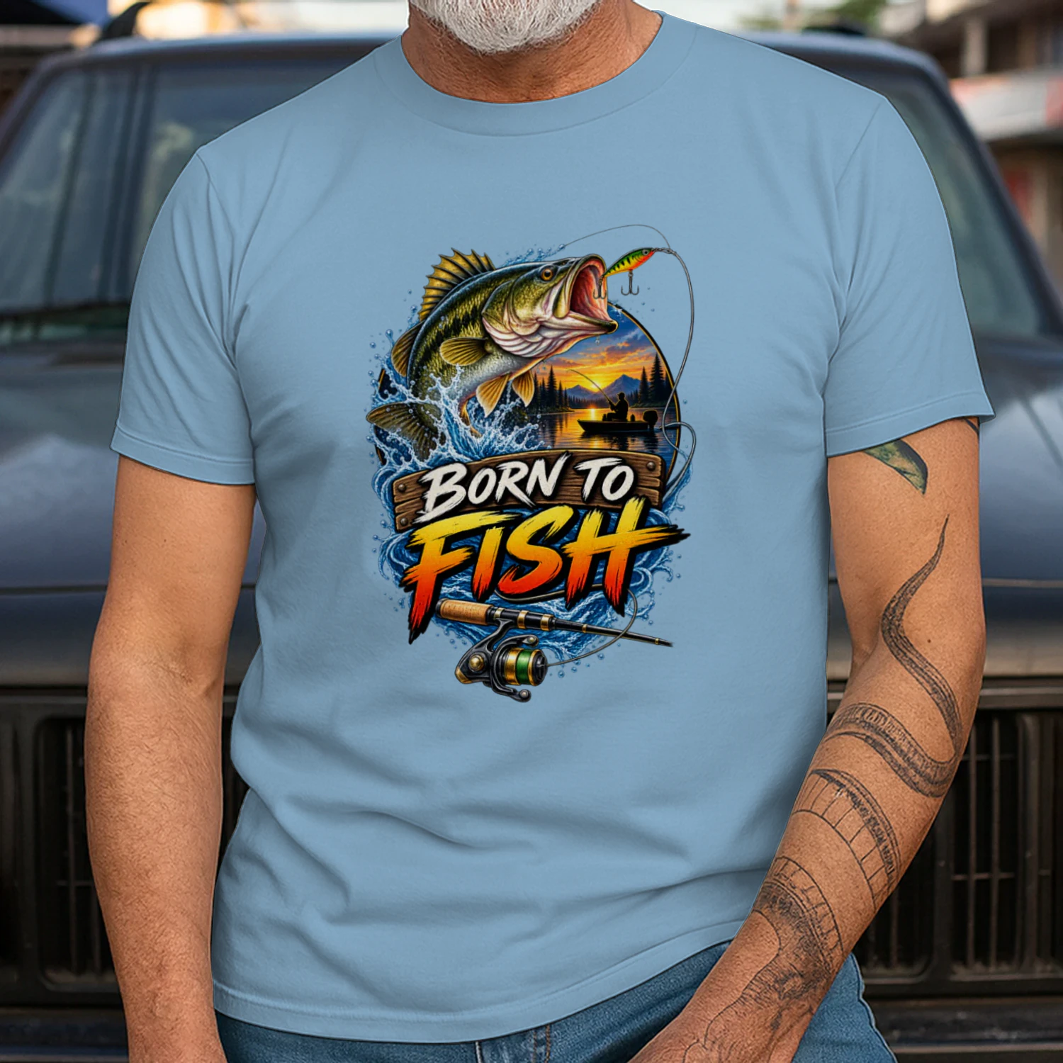 Born to Fish T-Shirt | Bass Fishing | Fisherman & Angler Fishing Tee