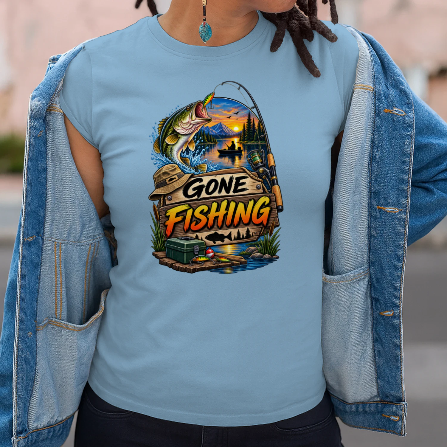 Gone Fishing T-Shirt | Bass Fishing | Lake & Fisherman Outdoor Tee