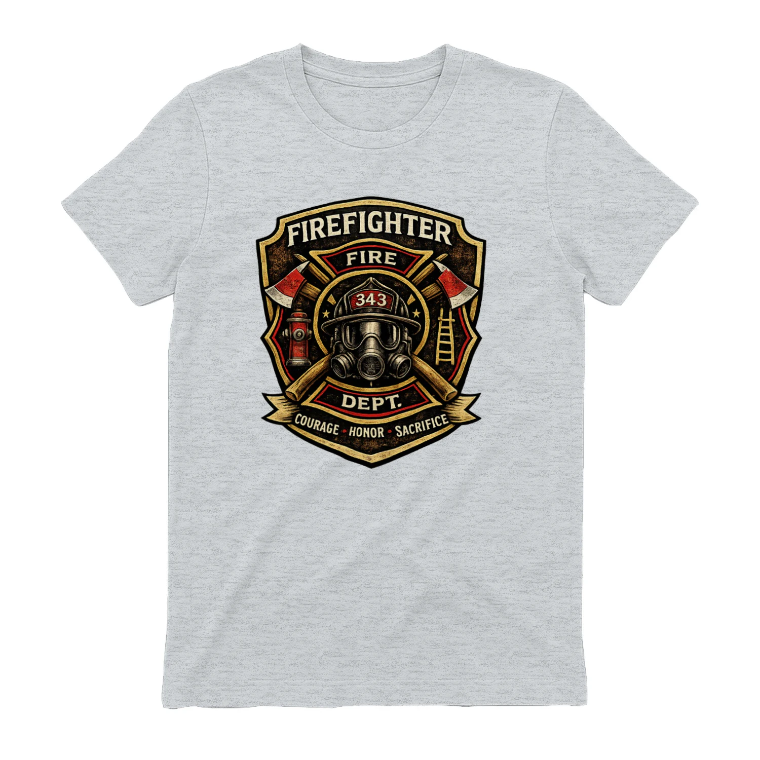 Firefighter T-Shirt | Courage Honor Sacrifice | Fire Department Badge Tee