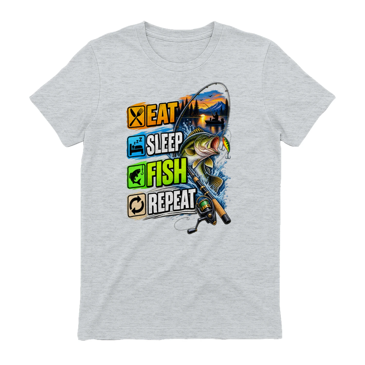 Eat Sleep Fish Repeat T-Shirt | Bass Fishing | Fisherman & Angler Tee