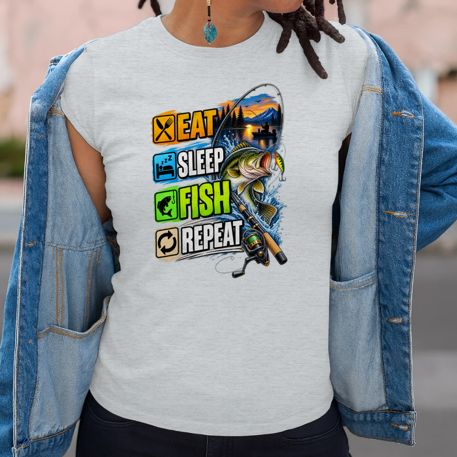 Eat Sleep Fish Repeat T-Shirt | Bass Fishing | Fisherman & Angler Tee