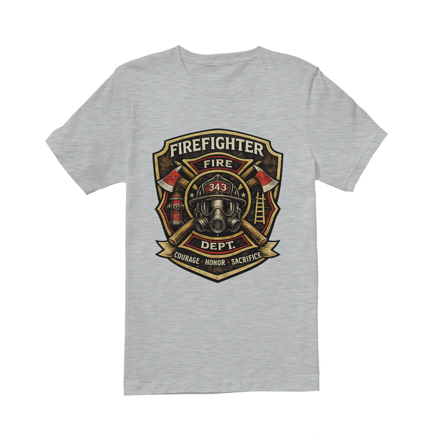 Firefighter T-Shirt | Courage Honor Sacrifice | Fire Department Badge Tee
