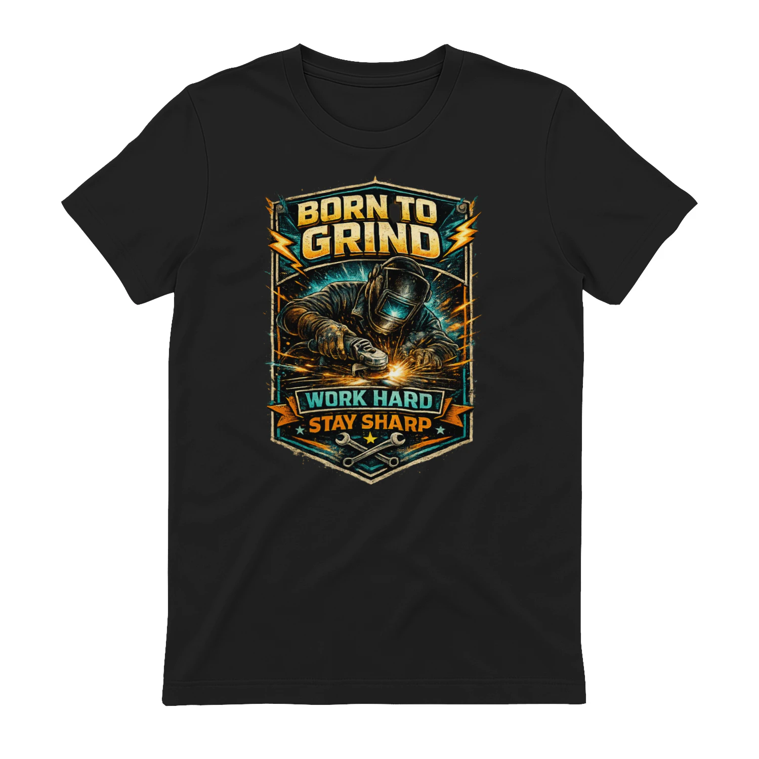 Born To Grind T-Shirt | Work Hard Stay Sharp | Vintage Welder & Fabricator Tee