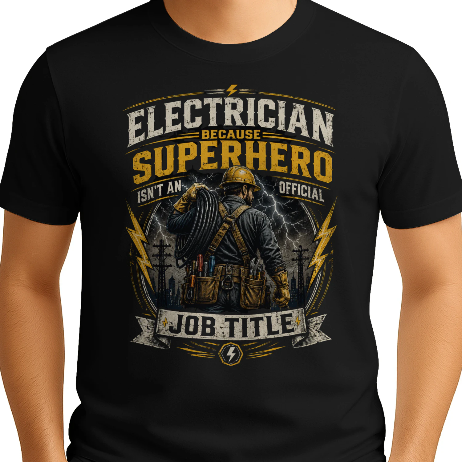 Electrician Because Superhero Isn't An Official Job Title T-Shirt | Funny Electrician Tee | Vintage Electrical Worker Shirt
