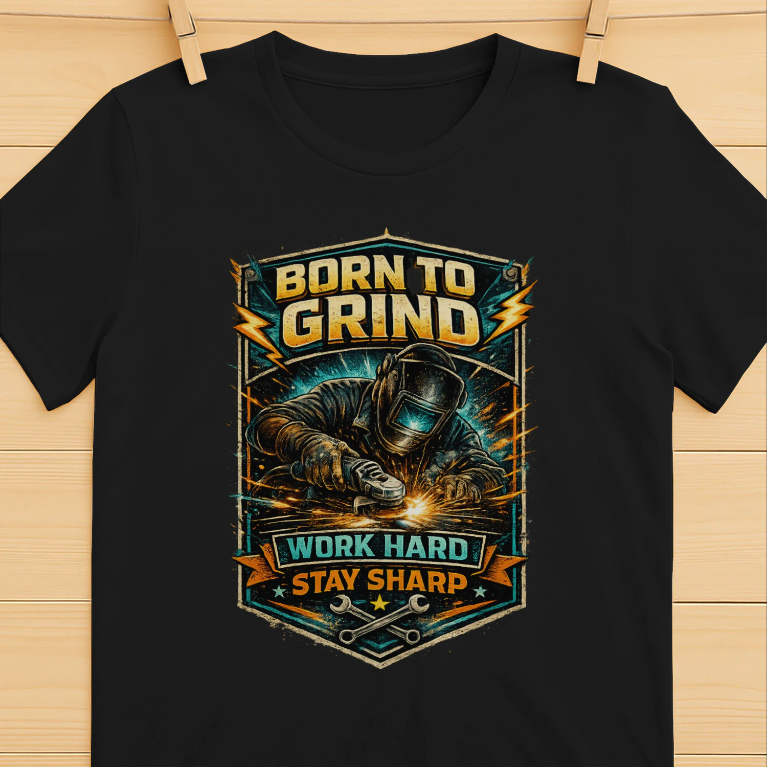 Born To Grind T-Shirt | Work Hard Stay Sharp | Vintage Welder & Fabricator Tee