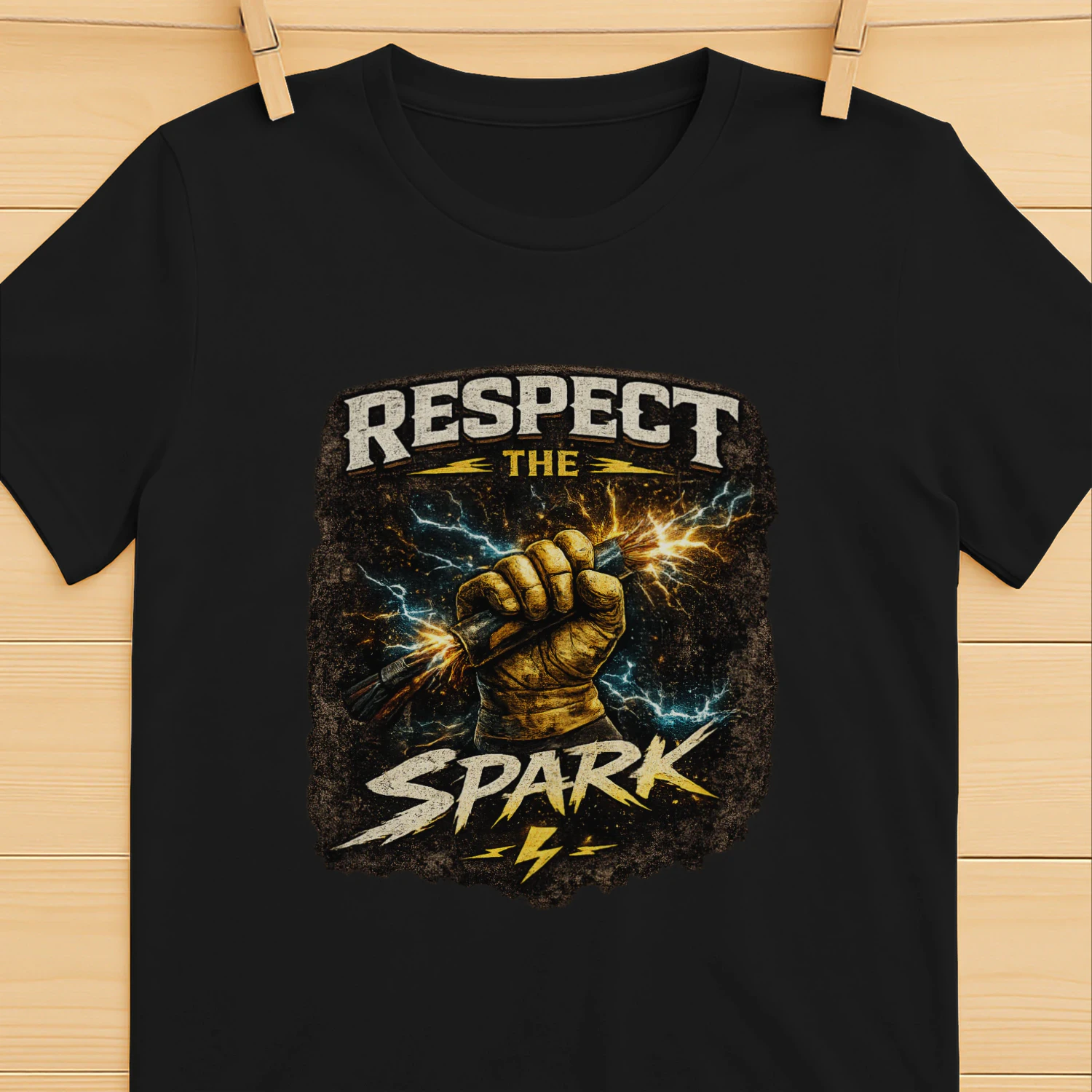 Respect The Spark T-Shirt | Vintage Electrician Tee | High Voltage Electrical Worker Shirt