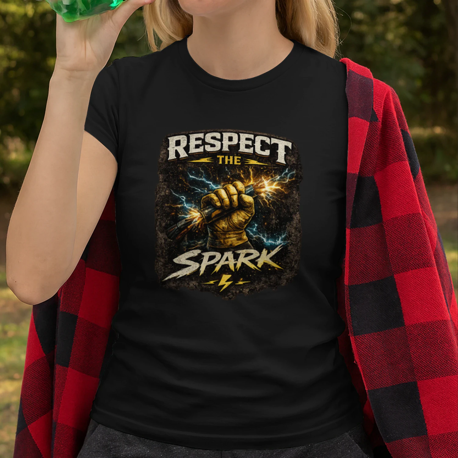 Respect The Spark T-Shirt | Vintage Electrician Tee | High Voltage Electrical Worker Shirt