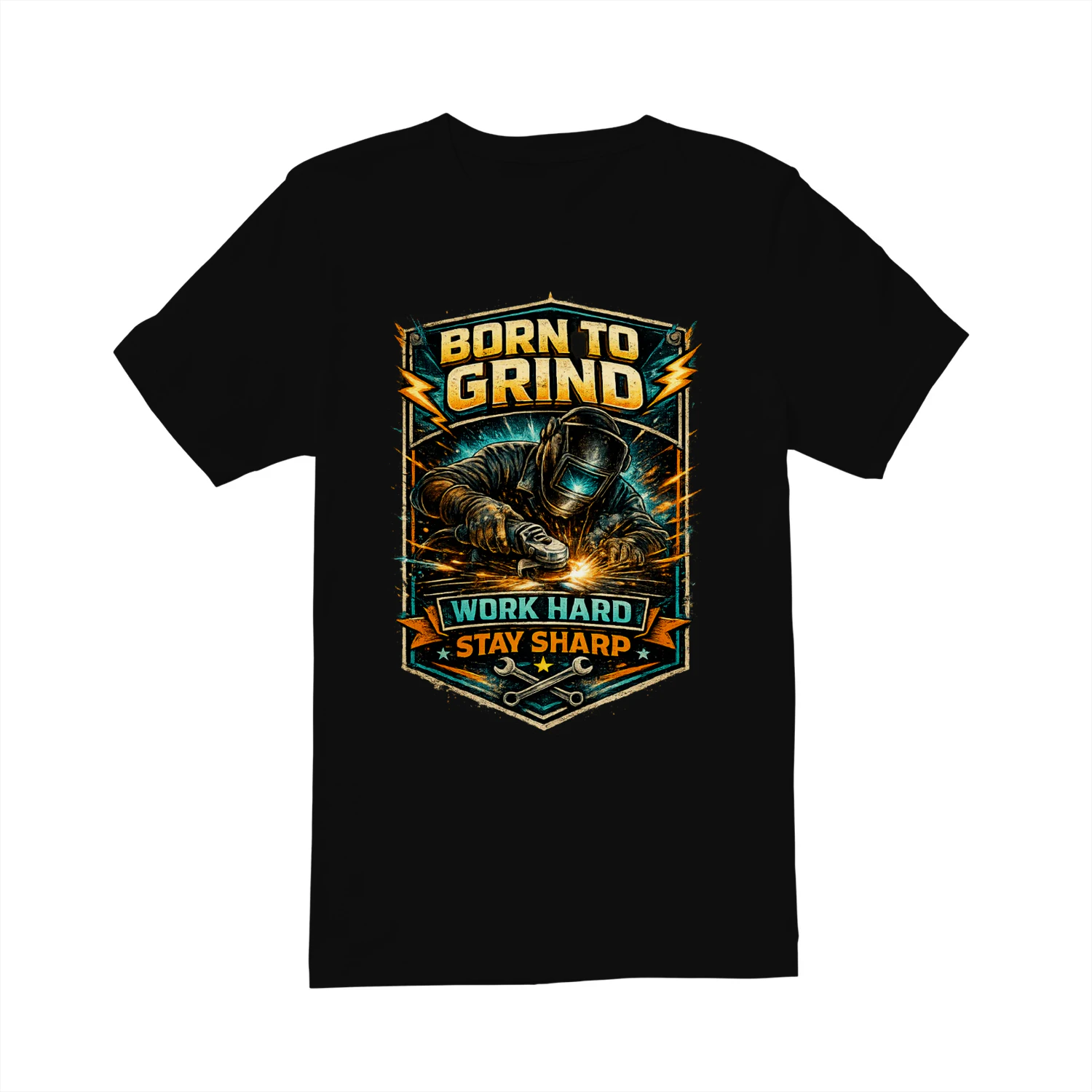 Born To Grind T-Shirt | Work Hard Stay Sharp | Vintage Welder & Fabricator Tee