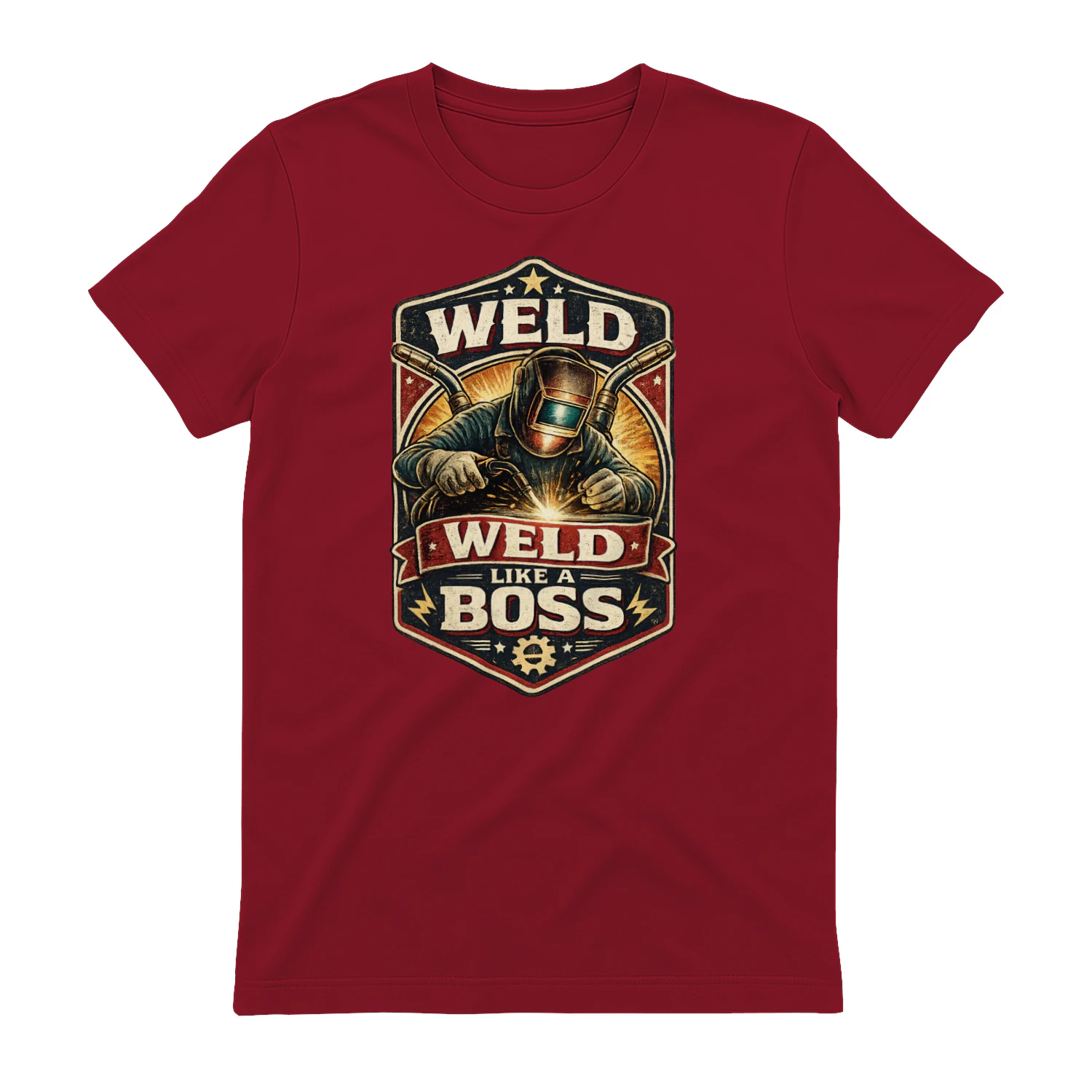 Weld Like A Boss T-Shirt | Vintage Welder Badge Tee | Metal Fabricator Shirt