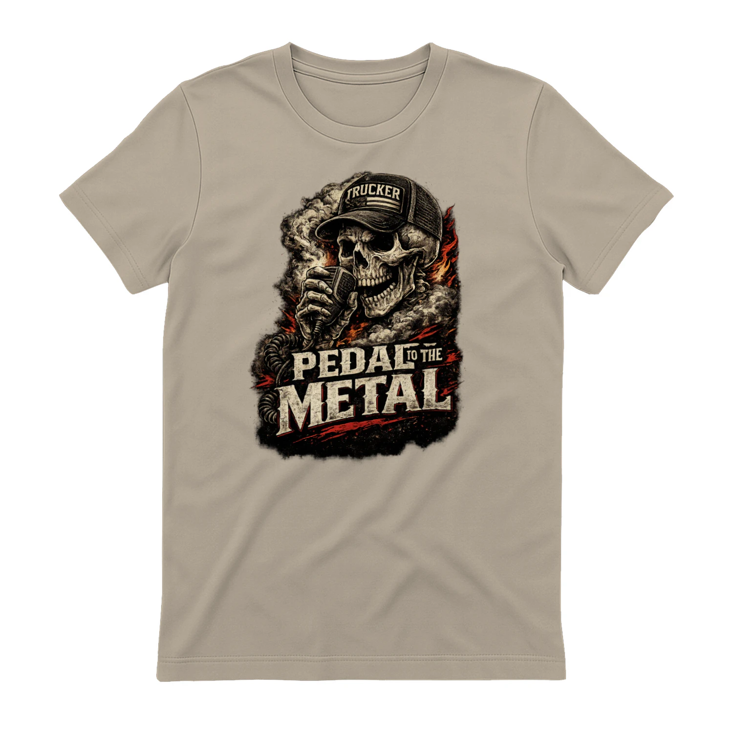 Pedal To The Metal Trucker T-Shirt | Skull Truck Driver Tee | Vintage Big Rig Shirt