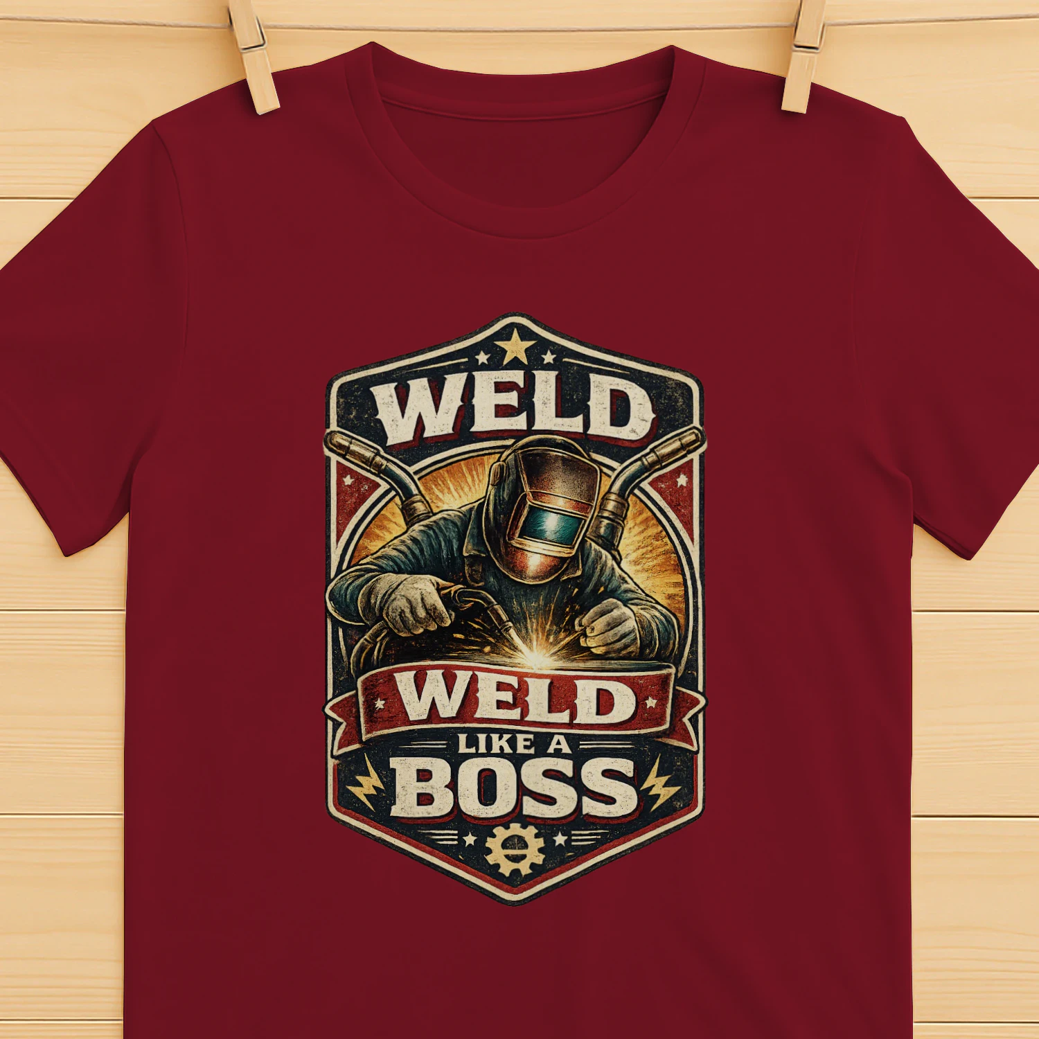 Weld Like A Boss T-Shirt | Vintage Welder Badge Tee | Metal Fabricator Shirt