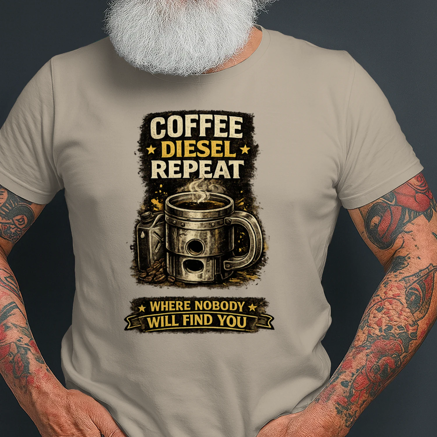 Coffee Diesel Repeat Truck Driver T-Shirt | Funny Trucker Coffee Lover Tee