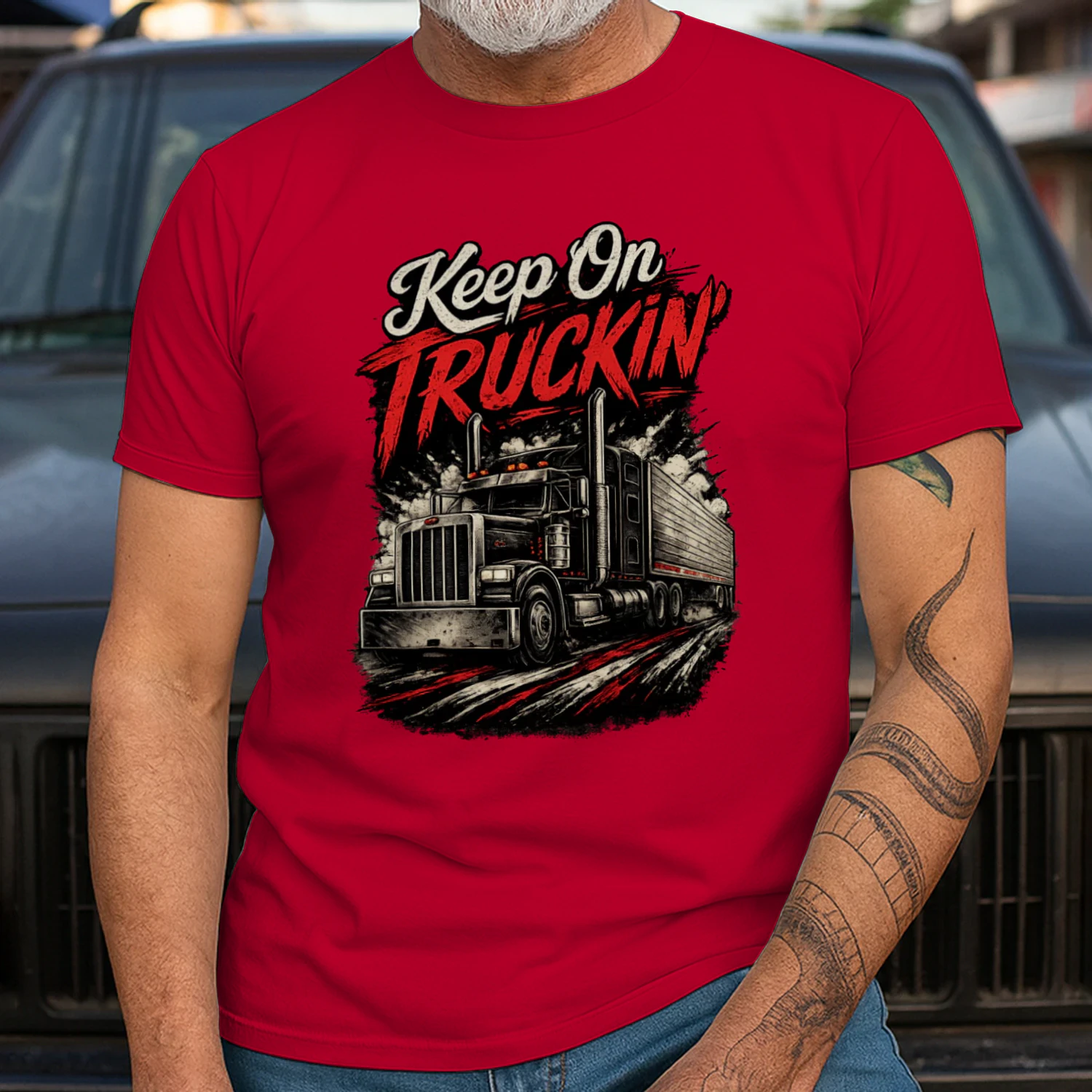 Keep On Truckin' T-Shirt | Vintage Semi Truck Driver Tee | Big Rig Trucker Shirt