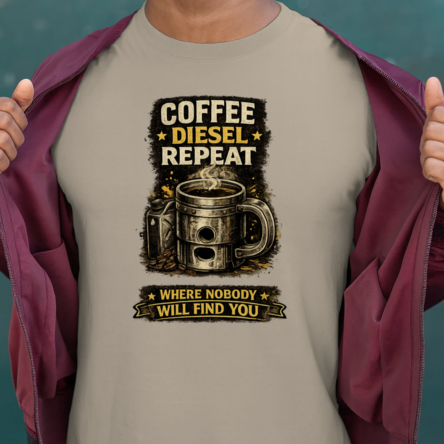 Coffee Diesel Repeat Truck Driver T-Shirt | Funny Trucker Coffee Lover Tee