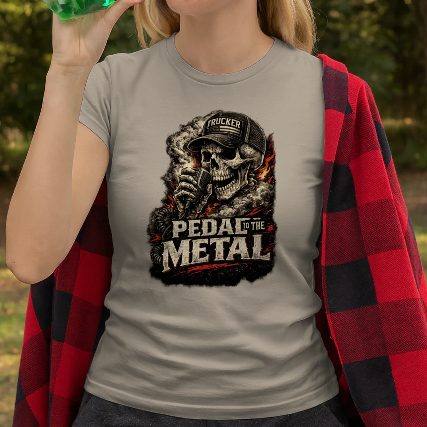 Pedal To The Metal Trucker T-Shirt | Skull Truck Driver Tee | Vintage Big Rig Shirt