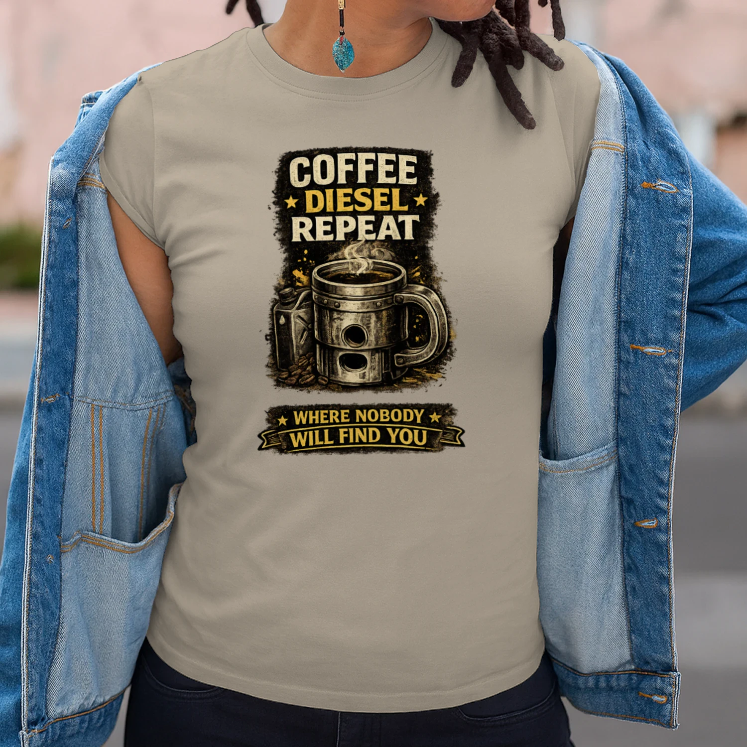 Coffee Diesel Repeat Truck Driver T-Shirt | Funny Trucker Coffee Lover Tee