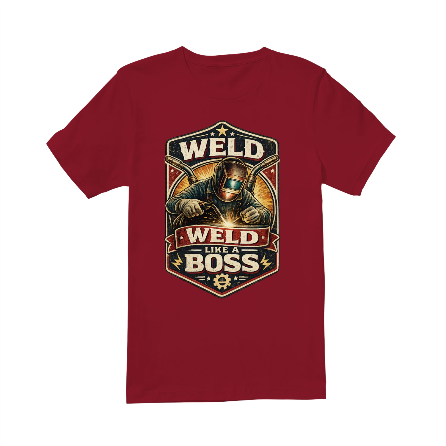 Weld Like A Boss T-Shirt | Vintage Welder Badge Tee | Metal Fabricator Shirt