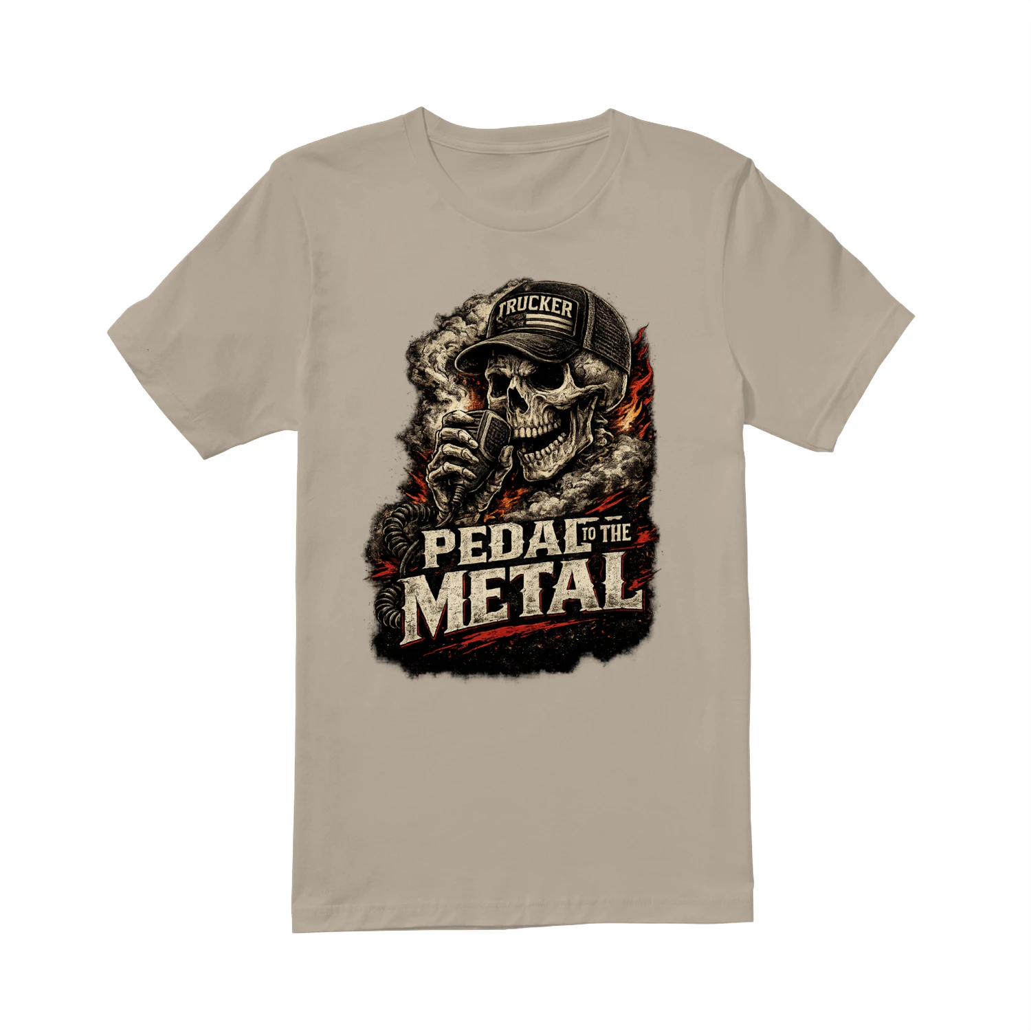 Pedal To The Metal Trucker T-Shirt | Skull Truck Driver Tee | Vintage Big Rig Shirt