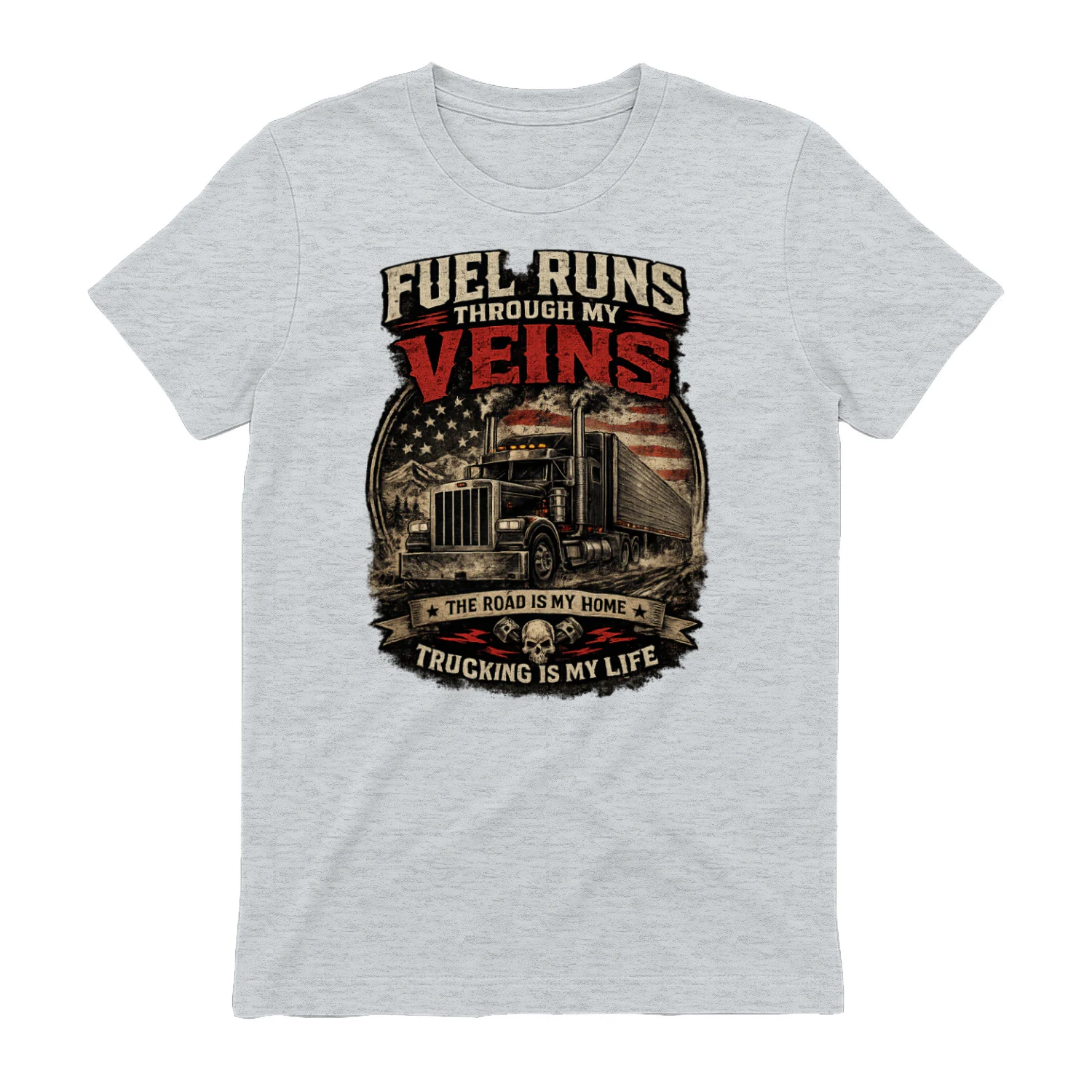 Fuel Runs Through My Veins T-Shirt | Vintage Diesel Truck Driver Tee | Big Rig Trucker Shirt