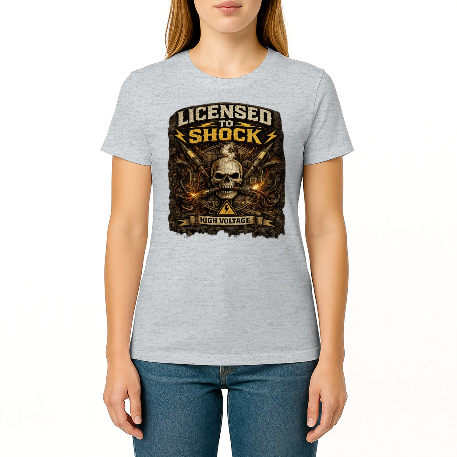 Licensed To Shock T-Shirt | High Voltage Electrician Tee | Vintage Electrical Worker Shirt