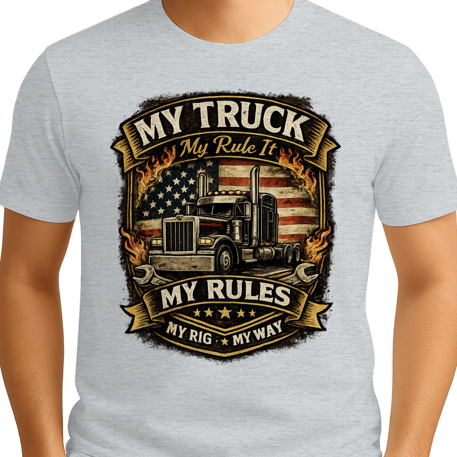 My Truck My Rules T-Shirt | Funny Trucker Tee | Semi Truck Driver Shirt
