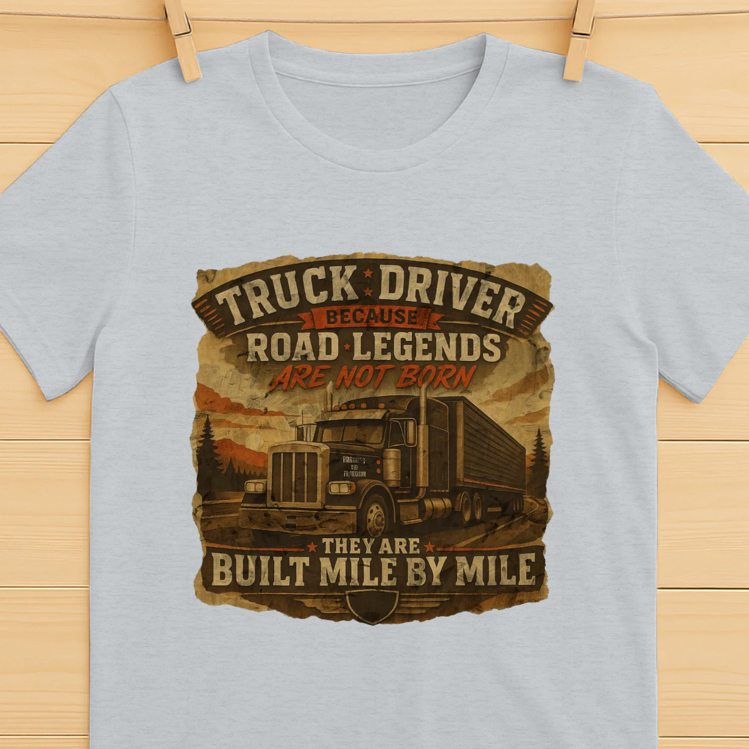 Road Legends Are Built Mile By Mile T-Shirt | Vintage Truck Driver Tee | Semi Truck Shirt