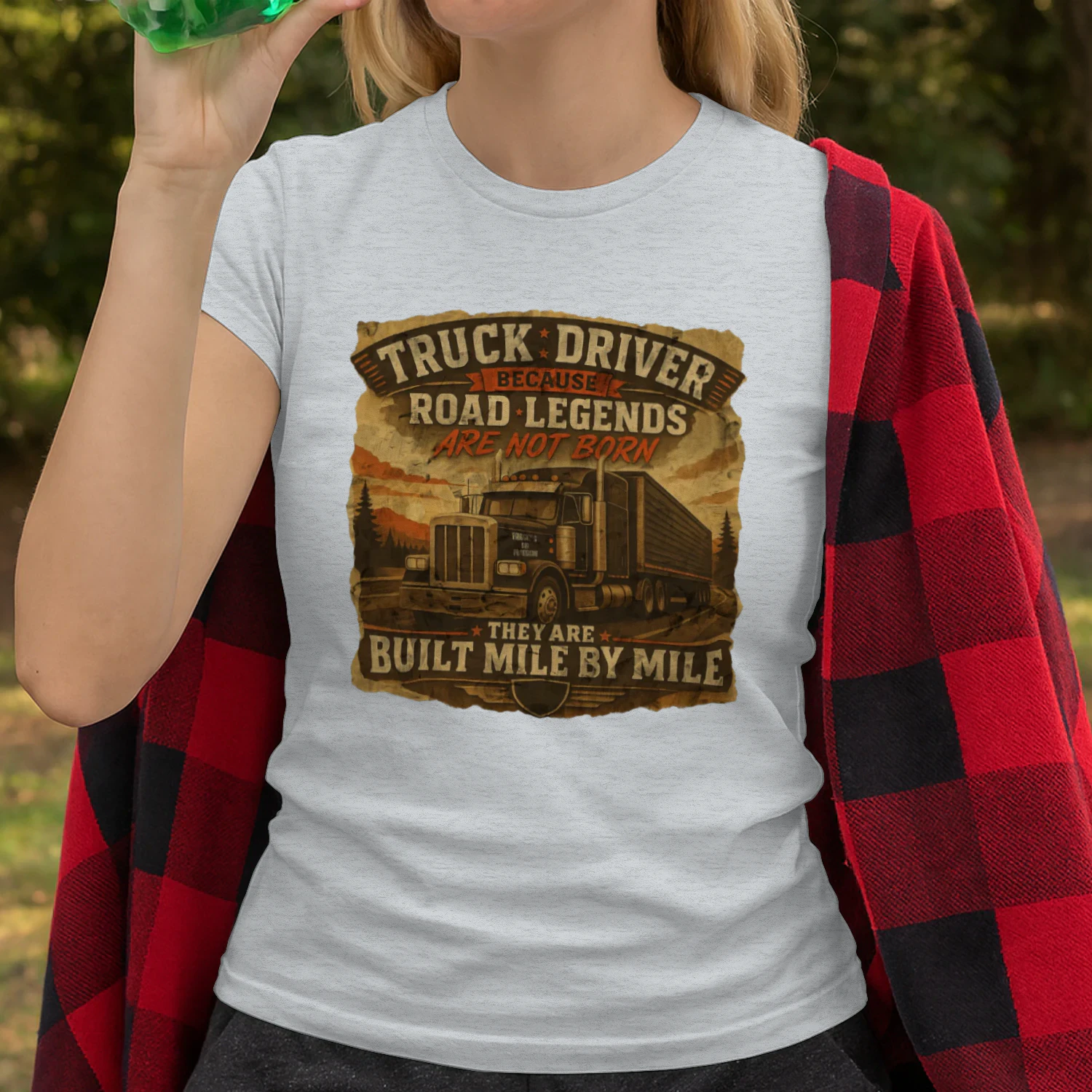 Road Legends Are Built Mile By Mile T-Shirt | Vintage Truck Driver Tee | Semi Truck Shirt