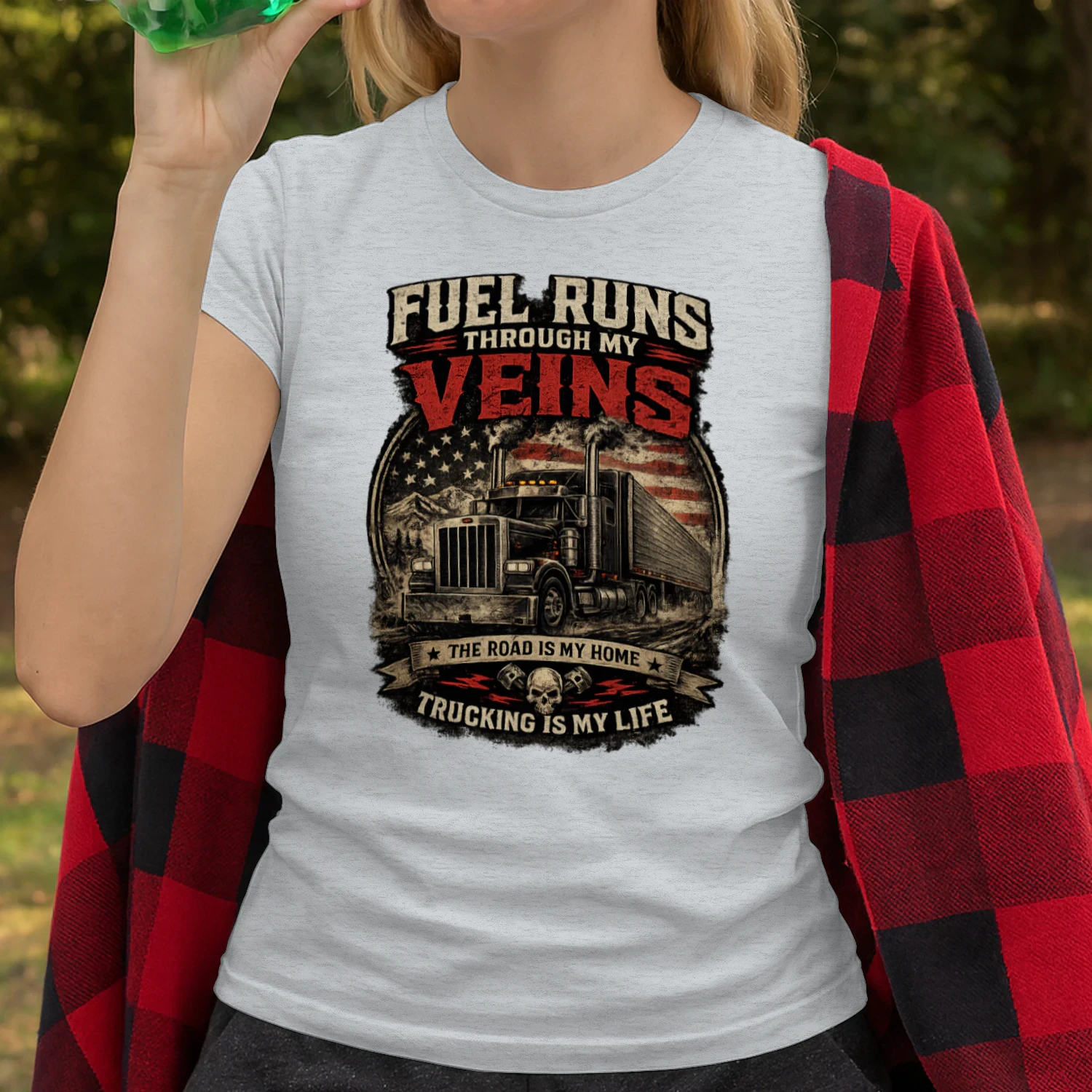 Fuel Runs Through My Veins T-Shirt | Vintage Diesel Truck Driver Tee | Big Rig Trucker Shirt