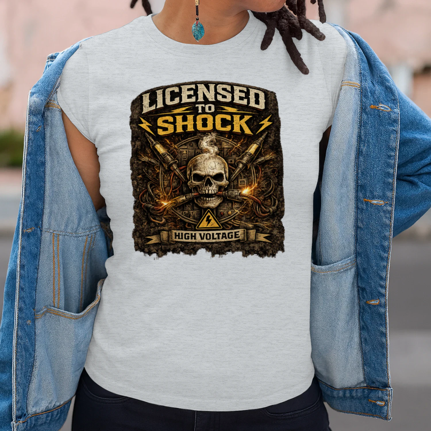 Licensed To Shock T-Shirt | High Voltage Electrician Tee | Vintage Electrical Worker Shirt